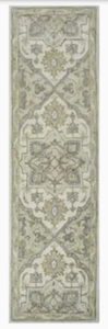 lot 41 image: ALLEN  ROTH Brookford 2 x 8 Ivory Soft Green Indoor Medallion Oriental Handcrafted Runner