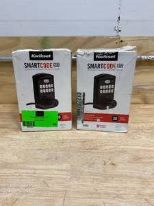 lot 49 image: KWIKSET Lot of 2-  917 SmartCode Venetian Bronze Electronic Single-Cylinder Tustin Door Levers Featuring SmartKey Security