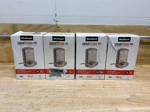 lot 50 image: KWIKSET Lot of 4-  917 SmartCode Satin Nickel Electronic Single-Cylinder Tustin Door Levers Featuring SmartKey Security