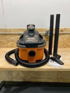lot 70 image: RIDGID 4 Gal. 5.0-Peak HP Portable WetDry Shop Vacuum with Filter, Hose and Accessories