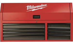 lot 72 image: MILWAUKEE 46 in. 8-Drawer Steel Storage Top Chest in Red and Black