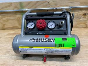 lot 106 image: HUSKY 1 Gal. Portable Electric-Powered Silent Air Compressor