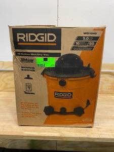 lot 119 image: RIDGID 16 Gal. 5.0-Peak HP WetDry Shop Vacuum with Filter, Hose and Accessories