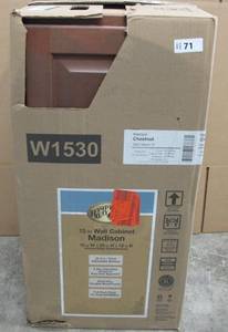 lot 71 image: Hampton Bay Assembled 15Wx30Hx12D Wall Cabinet in Madison Chestnut