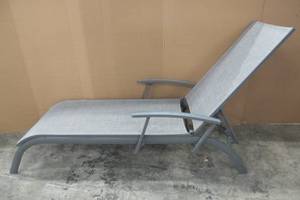lot 178 image: Gray Reclining Patio Lounge Chairs- 2 Pack