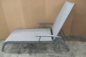 lot 179 image: Gray Reclining Patio Lounge Chairs- 2 Pack