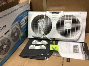 9 in. Twin Window Fan with Manually Reversible Airflow Control by Comfort Zone in good condition&nbsp