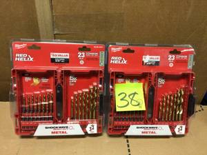 LOt of 2 SHOCKWAVE IMPACT DUTY Titanium Drill Bit Set (23-Piece) by Milwaukee in good condition&nbsp