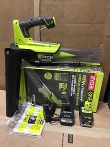 ONE 100 MPH 280 CFM Variable-Speed 18-Volt Lithium-Ion Cordless Jet Fan Leaf Blower 4Ah Battery and Charger Included by RYOBI in good condition&nbsp
