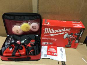 M12 12-Volt Lithium-Ion Cordless Variable Speed PolisherSander Kit W(2) M12 Batteries, Accessories, Charger &amp Tool Bag by Milwaukee in good condition&nbsp