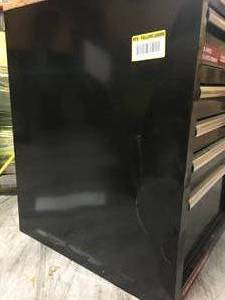 46 in. W 9-Drawer, Deep Tool Chest Mobile Workbench in Gloss Black with Hardwood Top by Husky with scracth and dents