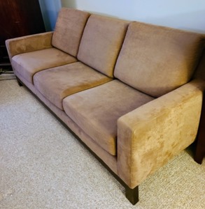 lot 4 image: Mocha Microsuede Sofa