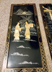 lot 11 image: Beautiful Set of Lacquer & Mother of Pearl Wall Panels