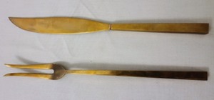 lot 35 image: Vintage Solid Bronze Serving Set From Siam