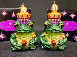 lot 51 image: Pair of Christopher Radko Frog Prince Ornaments