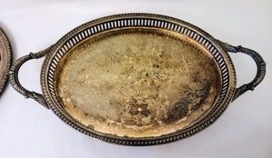 lot 117 image: Silver Plated Trays and Candleholders