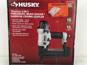 Husky Pneumatic 18-Gauge 2-in-1 Brad NailerNarrow Crown Stapler