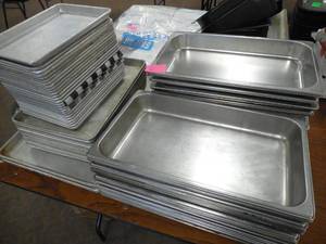Assorted lot of NSF Stainless Trays & Pans
