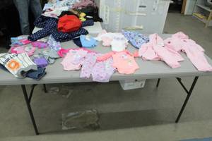 lot 129 image: Lot of Baby Clothing - Onesies, Socks, Pants, Shirts, Jacket