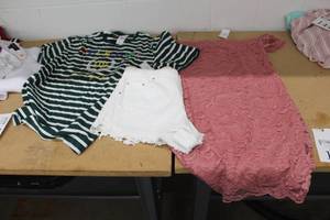 lot 141 image: Lot of (3) Womens Clothing - Tops Size Large (x2), Shorts Size 16 (x1)