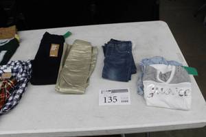 lot 135 image: Lot of (5) Girls Clothing - Pants Size 6-7 (x3), Tops Size 56-7 (x2)