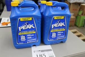 lot 185 image: Lot of (4) Peak AntifreezeCoolant 5050 1-Gallon Plastic Bottles