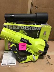 lot 7 image: 125 MPH 550 CFM 40-Volt Lithium-Ion Brushless Cordless Variable-Speed Jet Fan Leaf Blower (Tool-Only) by RYOBI Customer Return see all pics 