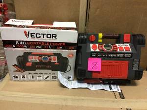 lot 8 image: Vector 1200 Amp Jump StarterPortable Power Station with Inverter Customer return see all pics. in working conditon 