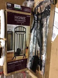 lot 31 image: 5-Piece Fireplace Tool Set in Black by Home Decorators Collection in good condition 