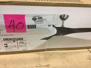 lot 40 image: Wesley 52 in. IndoorOutdoor Greywood DC Motor Ceiling Fan with Remote Control by Home Decorators Collection