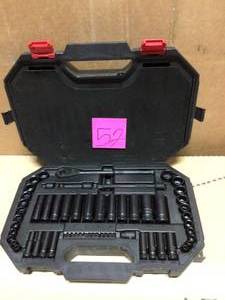 lot 52 image: 38 in. Drive 100-Position Universal SAE and Metric Mechanics Tool Set (60-Piece) by Husky