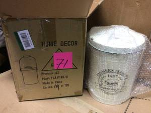 lot 71 image: 13 in. H Farmhouse Enamel Metal Canister by Glitzhome