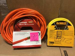 lot 96 image: 38 in. x 50 ft. PVC Air Hose by Husky PLUS 50 ft. x 14 in. Air Hose by DEWALT