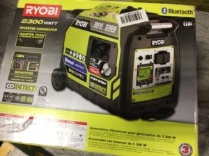 lot 102 image: 2,300-Watt Recoil Start Bluetooth Super Quiet Gasoline Powered Digital Inverter Generator with CO Shutdown Sensor by RYOBI in good condition
