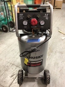 lot 114 image: 20 Gal. Vertical Electric-Powered Silent Air Compressor by Husky in good condition