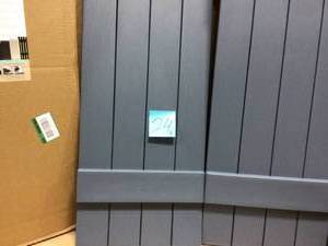 15 in. x 39 in. Polypropylene 4-Board Closed Board and Batten Shutters Pair in Blue by Ply Gem in good condition