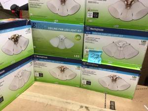 Lot with 3-Light White Ceiling Fan Shades LED Light Kit by Elite in good condition