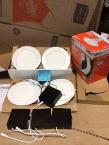 Ultra Slim 6 in. Color Selectable New Construction and Remodel Canless Recessed Integrated LED Kit (4-Pack) by Commercial Electric in good condition