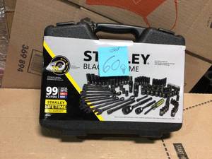 14 in. &amp 38 in. Drive Black Chrome Laser Etched SAE &amp Metric Mechanics Tool Set (99-Piece) by Stanley in good condition