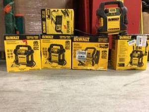 Lot of DEWALT 1400 Peak Amp Jump Starter with Digital Compressor an more