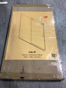 Judy 60 in. x 59 in. Semi-Framed Sliding Trackless Shower Door in Chrome with Clear Glass by Schon Door kit only