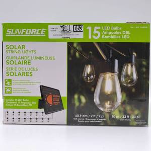 lot 053 image: Open Sunforce LED Outdoor Waterproof 33ft Solar String Lights