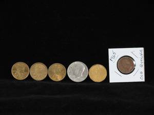 lot 21 image: 3 Sacagawea Dollars, Kennedy Half, 1965 Quarter