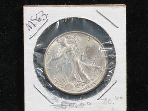 lot 16 image: 1945 US Walking Liberty Half Dollar