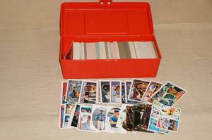 lot 82 image: Plastic Container of Baseball Cards - Red