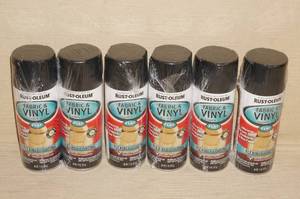 lot 155 image: 6 Cans of Black Rust-Oleum Paint - Fabric and Vinyl