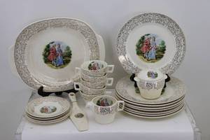 lot 15 image: Gold Trimmed Cake & Tea Set