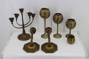 lot 45 image: Brass Candleholders