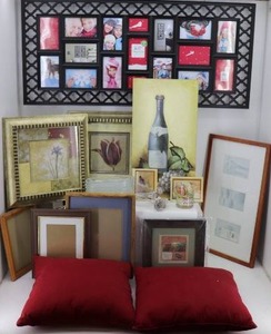 lot 70 image: Paintings, Picture Frames, Pillows & Misc