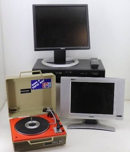 lot 81 image: Vintage Record Player, Dual VCR Player & Monitors